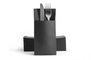 Pack Of 500 40cm Black 8 fold Airlaid Pocket Napkins