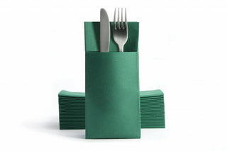 Pack Of 500 40cm Dark Green 8 Fold Airlaid Pocket Napkins