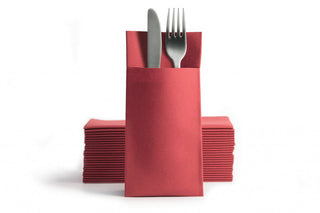 Pack Of 500 40cm Burgundy 8 Fold Airlaid Pocket Napkins